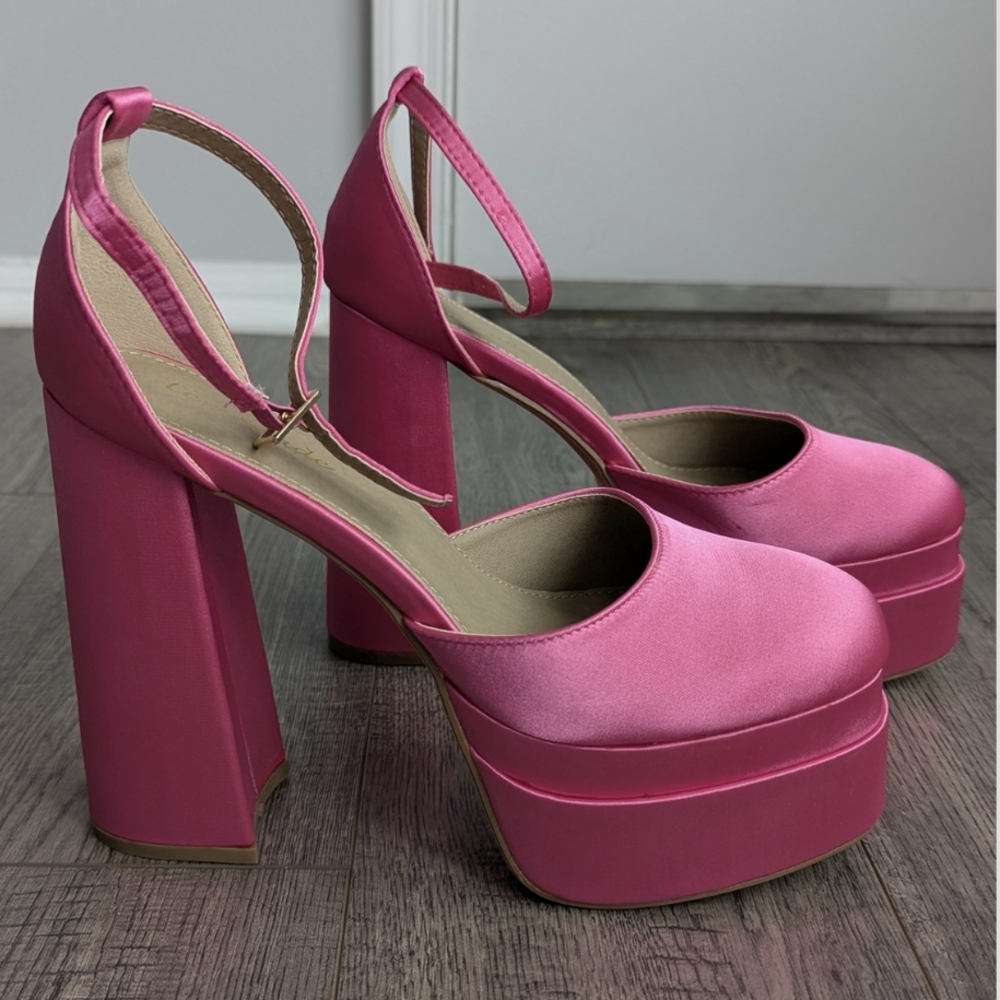 Chunky Pink Platform Heels